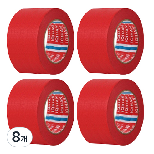 iQIHAN 다다 칼라 마스킹테이프 빨강 50 mm x 20 m, 8개