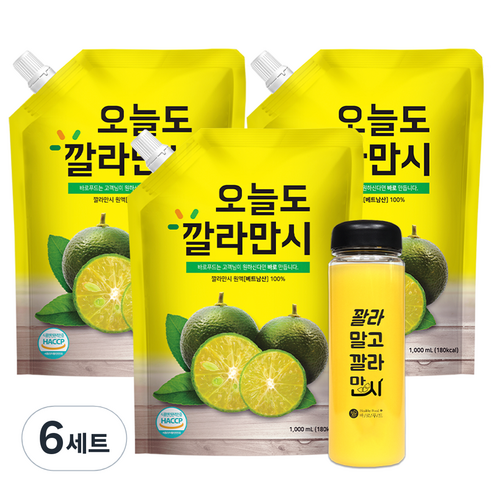 바로푸드 오늘도 깔라만시 원액 + 보틀 1p, 1L, 6세트
