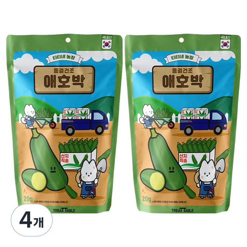 트릿테이블 강아지 티티네 농장 야채 동결건조 간식, 20g, 4개, 애호박