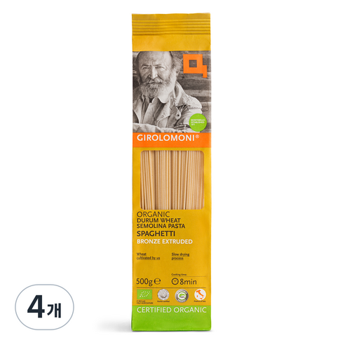 지롤로모니 유기농 파스타 스파게티, 500g, 4개