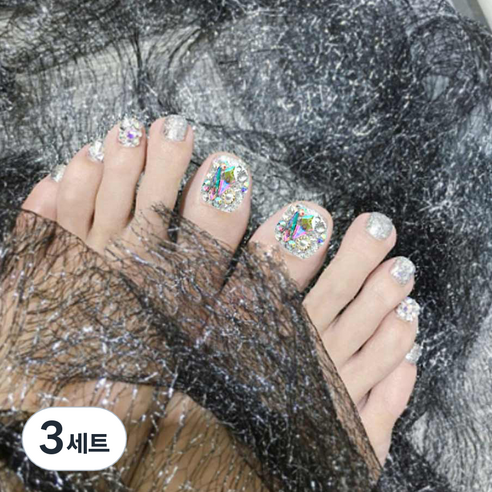 네이처스파머 컬렉션 페디팁 24p 세트 J-104, 오로라 다이아몬드 풀스톤, 3개