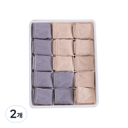 칸칸이 다용도 속옷정리함 양말수납함 15칸, 화이트, 2개
