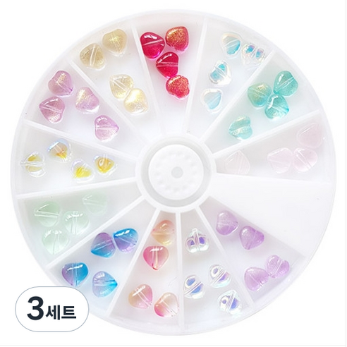 NAILROOM 네일 파츠 no 338 글라스물방울스톤세트, 3세트, no.344 글라스하트스톤세트