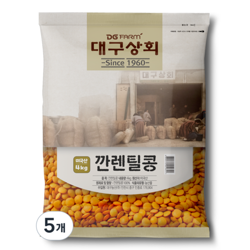 대구상회 깐렌틸콩, 4kg, 5개