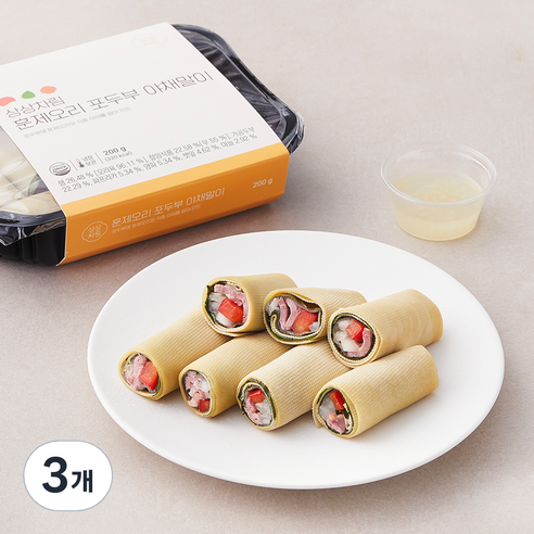 상상차림 훈제오리 포두부 야채말이, 200g, 3개