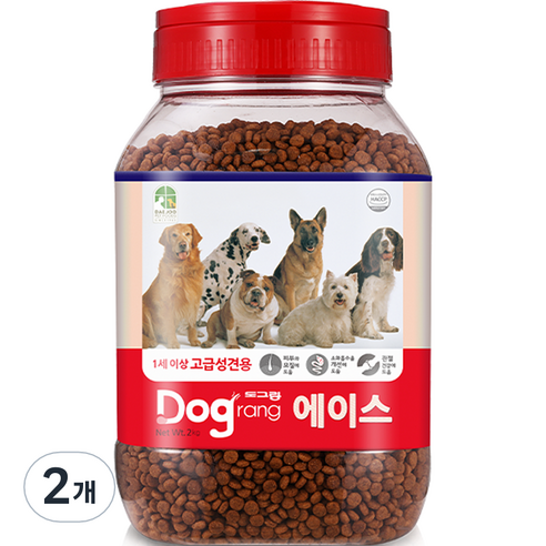 도그랑 에이스 PET 강아지 통사료, 닭, 2kg, 2개