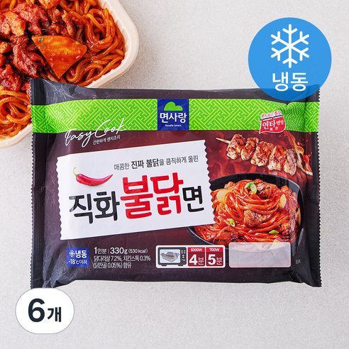 면사랑 직화불닭면 1인분 (냉동), 330g, 6개