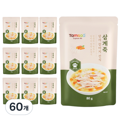 탐사 강아지 보양간식, 80g, 60개, 삼계죽