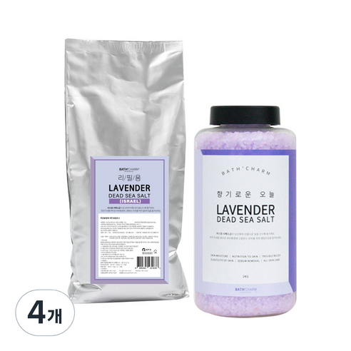 바스참 사해소금 라벤더 리필용, 1kg, 4개