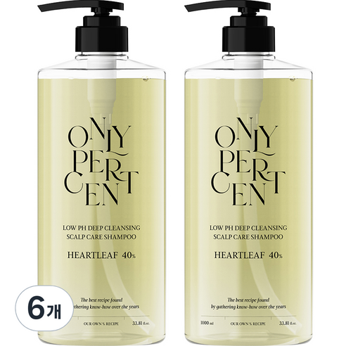 온리퍼센트 어성초 40 약산성 딥클렌징 두피 케어 샴푸, 6개, 1000ml