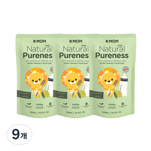 케이맘 퓨어니스 젖병세정제 액상형 리필, 500ml, 9개
