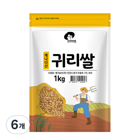 엉클탁 캐나다산 귀리쌀, 1kg, 6개