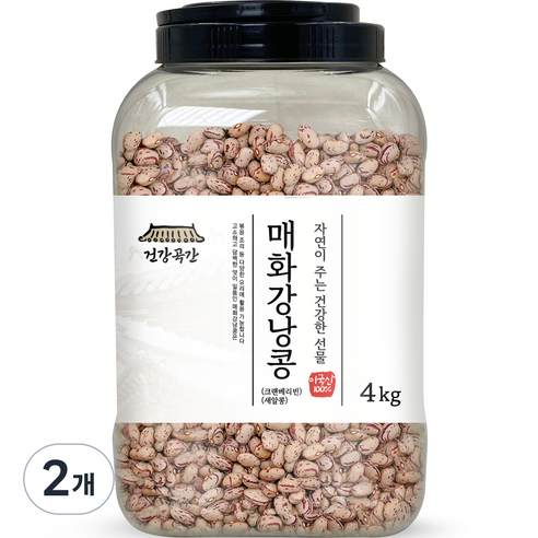 건강곡간 매화강낭콩 크랜베리빈 새알콩 통, 4kg, 2개
