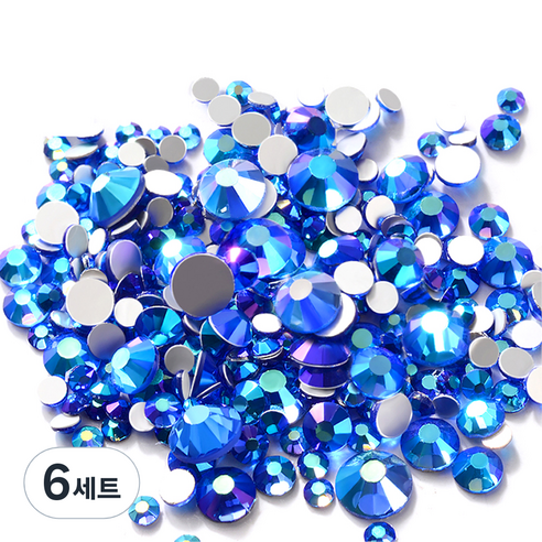 메이브라운 셀프네일 고급 컬러 사이즈혼합 평 네일스톤, M03103(블루), 6세트