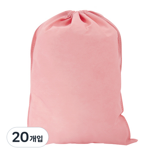 봄91 SYP 연핑크 끈조리개 부직포 주머니 30 x 40 cm, 20개입