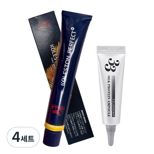웰라 콜레스톤 퍼펙트 플러스 염모제 80g + 셀리본 33 실크 프로틴 앰플 12ml, 10/37, 4세트