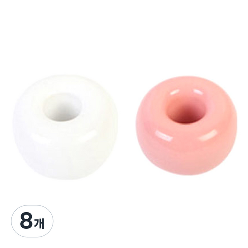 리빙듀오 스텐드 세라믹 칫솔꽂이, 화이트, 핑크, 8개