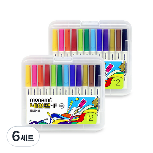 모나미 중간 글씨용 네임펜 F 12종 세트, 혼합색상, 6세트