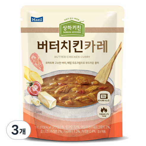 상하키친 매일유업 버터치킨 카레, 170g, 3개