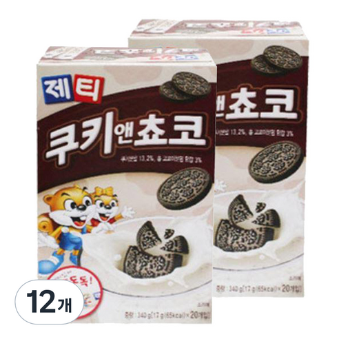동서 제티 쿠키앤 쵸코, 340g, 12개