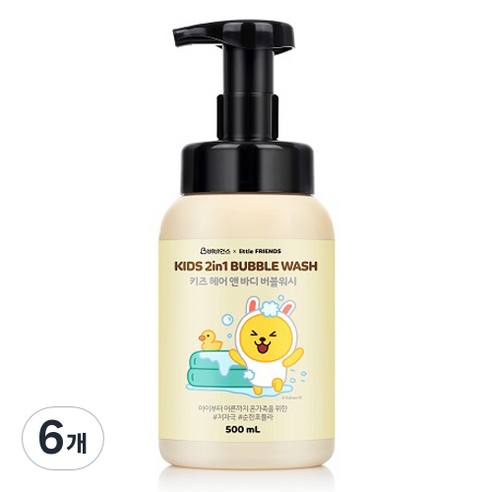 베비언스 카카오 무지 키즈 헤어 앤 바디 버블워시, 500ml, 6개