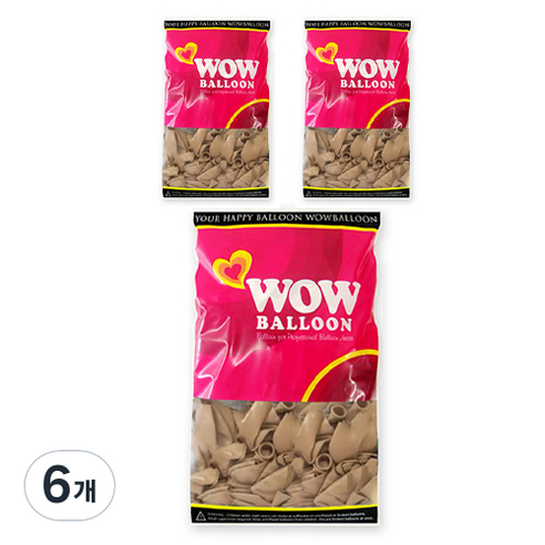 와우벌룬 풍선 13cm 100p, 라떼, 6개