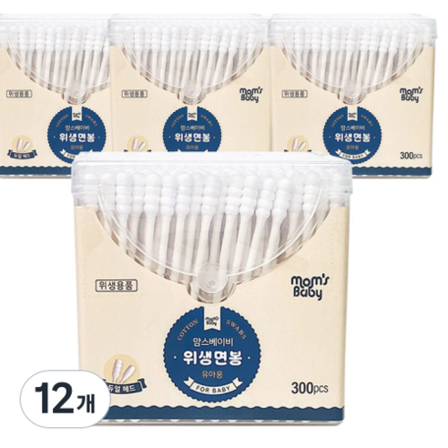 맘스베이비 유아용 위생면봉, 300개입, 12개