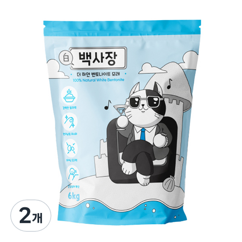 백사장 고양이 모래 무향 벤토나이트, 6kg, 2개
