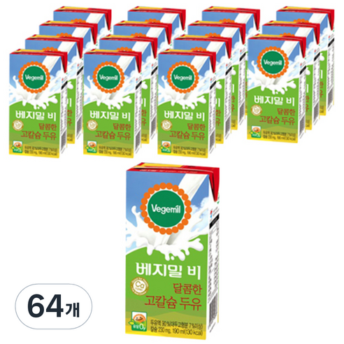 베지밀 비 달콤한 고칼슘 두유, 190ml, 64개