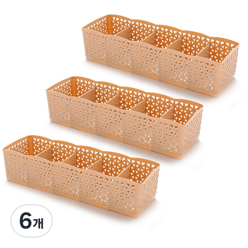 마켓감성 5칸 다용도 정리함, 베이지, 6개
