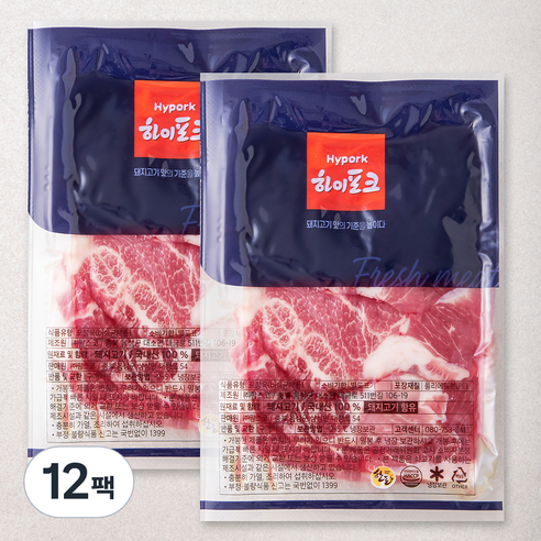 하이포크 한돈 목심 (냉장), 500g, 12팩