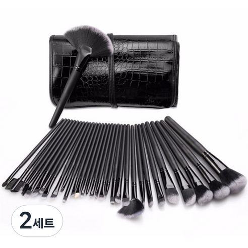 악어 파우치 브러쉬 32종 세트, 블랙, 2세트