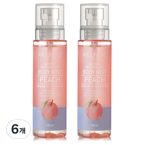 어라운드미 내추럴 비타 퍼퓸 바디미스트 피치, 120ml, 6개