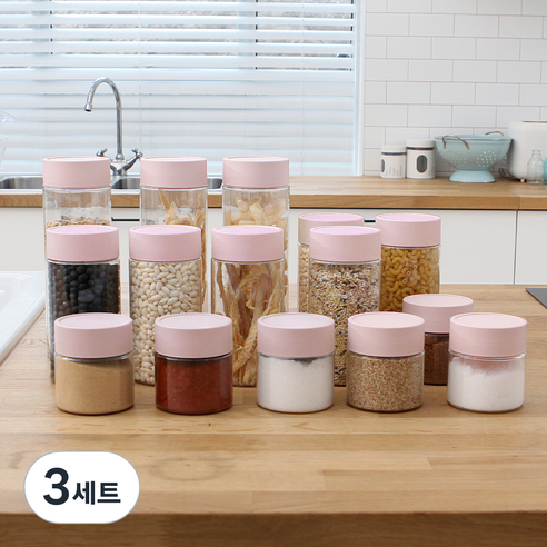가쯔 다용도 냉장고 용기 미니 6p + 중형 6p + 대형 3p 세트 인디핑크, 3세트