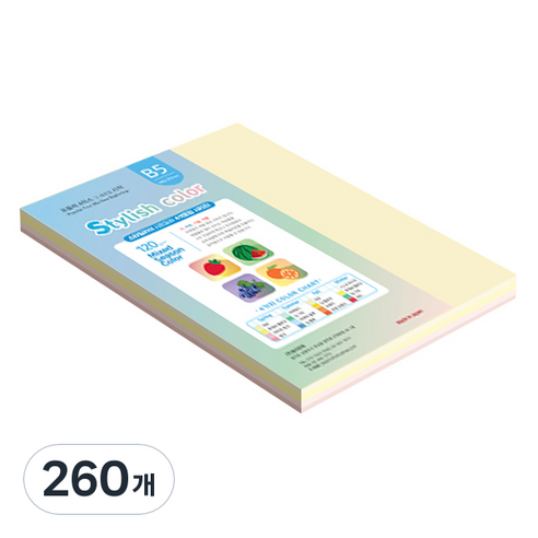 종이문화 스타일리쉬 얇은 혼합색지 120g 15 SS Fall, 260개, B5