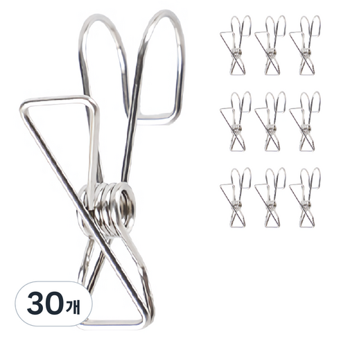 리빙홈디테일 홈 다용도 후크 집게 소형, 30개