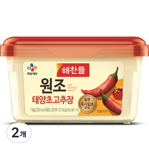 해찬들 원조 태양초 고추장, 1kg, 2개