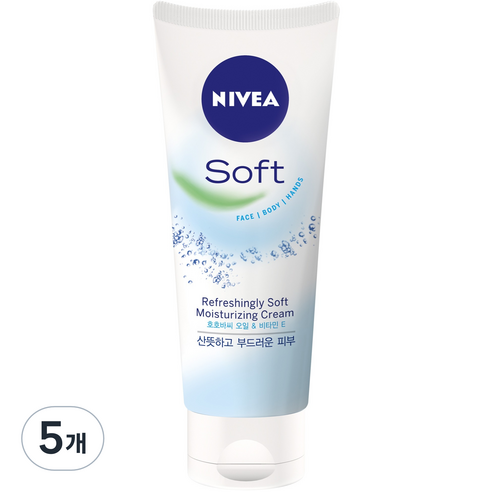 니베아 소프트 리프레싱 모이스처라이징 크림, 75ml, 5개