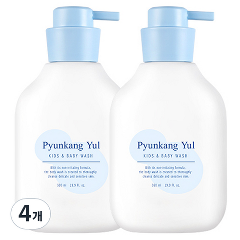 편강율 키즈 앤 베이비 워시 베이비파우더향, 590ml, 4개