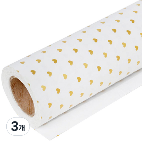 솔로몬샵 포인트하트 종이롤 포장지 대, 금색, 3개