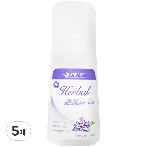 그라함스 그라함스 내추럴 미네랄 데오드란트 허브, 5개, 65ml