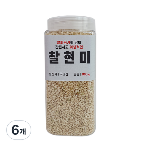 대한농산 통에담은 찰현미, 800g, 6개