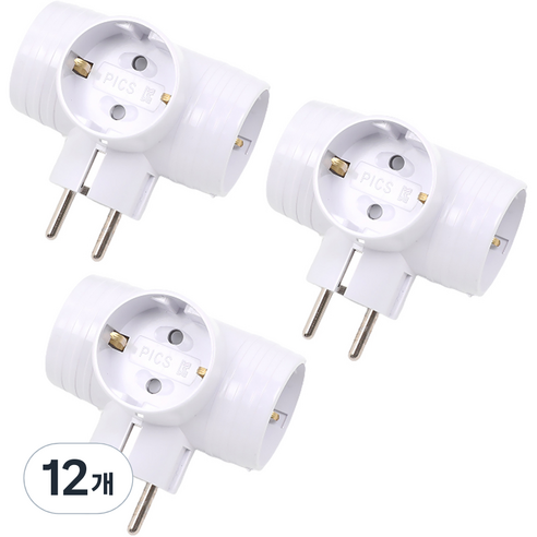 에코파워탭 일반접지 T자형 멀티탭 3구, 6cm, 12개