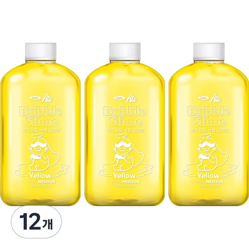 폴메디슨 대용량 키즈 아토 버블 슬라임 옐로우 옐로우, 12개, 550ml