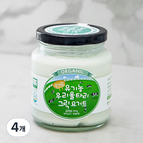 유기농우리울타리 그릭요거트 무가당, 300g, 1개입, 4개