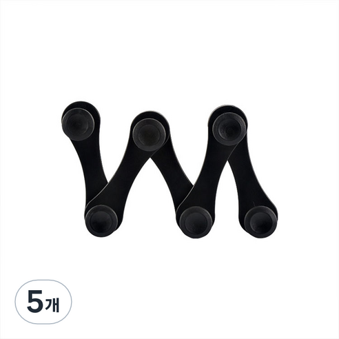 연결사용 인테리어 벽 옷걸이 행거, 블랙, 5개