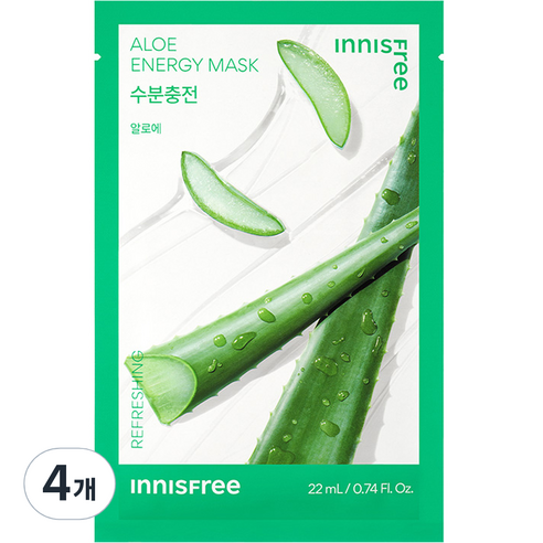 이니스프리 New 알로에 에너지 마스크 22ml, 1개입, 4개