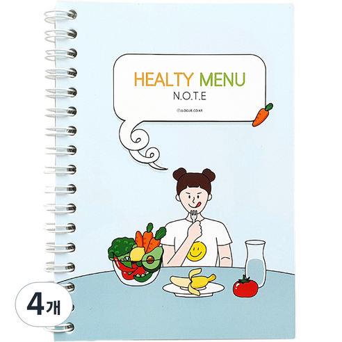 제이로그 건강한 생활습관 식단 노트 A6, 혼합색상, 4개