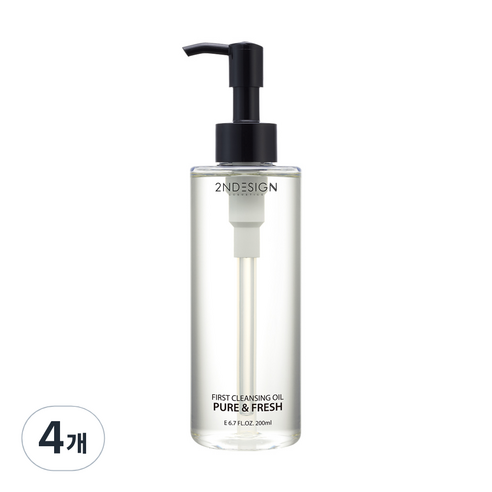 세컨디자인 퍼스트 클렌징 오일 퓨어 앤 프레쉬 블랙, 200ml, 4개