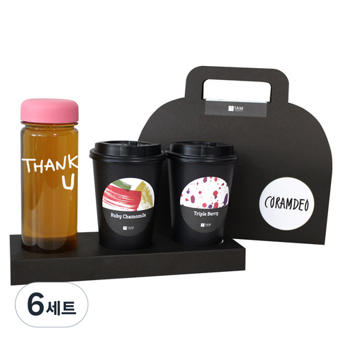 1AM 쥬뗌므 블랜딩 프리미엄 차세트 분홍뚜껑, 보틀 + 스티커 THANK U + 루비 캐모마일 3p + 트리플 베리 3p + 패키지 블랙 Coramdeo, 6세트